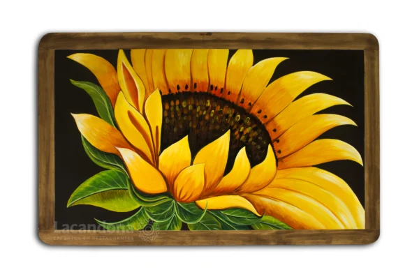 Mesa de Madera Para Restaurante - Motivo Girasol