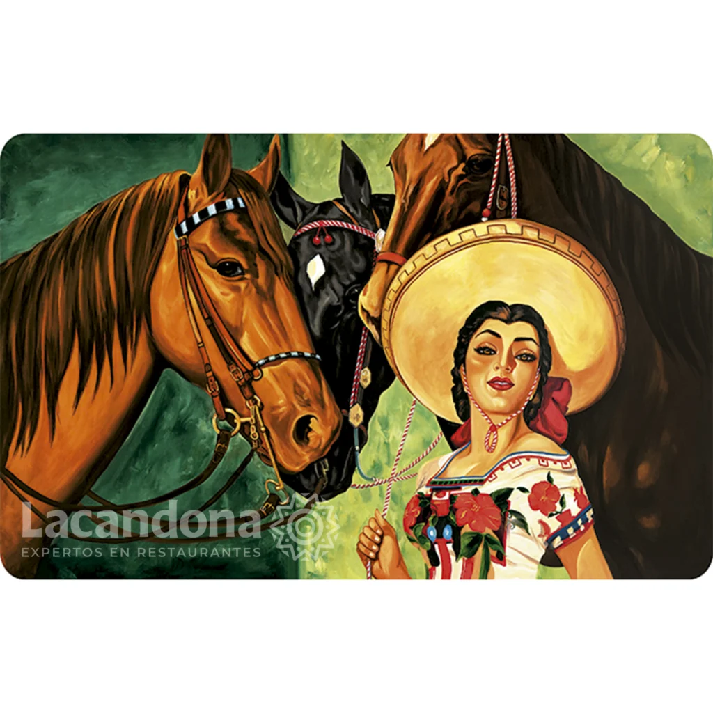 Mesa Para Restaurante Mexicano Motivo dos caballos y una mujer